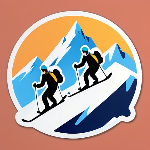 4 men skiing on a mountain sticker