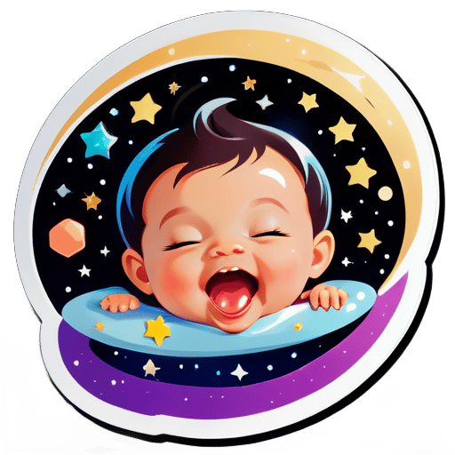 在婴儿嘴里创作一个宇宙贴纸 sticker