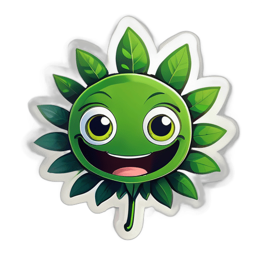 A happy cannabis leaf with big, cute eyes and a wide smile. sticker