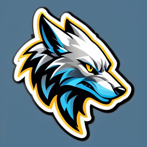 Une silhouette de loup argenté élégante, avec des reflets métalliques pour plus de brillance. Le texte "SilverProwl Gaming" est net et dynamique, évoquant l'agilité du loup. sticker