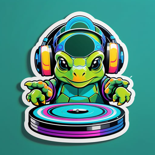 Techno Tortoise with Turntables sticker