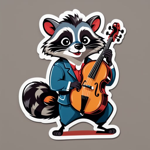 摇滚浣熊与竖立式低音提琴 sticker