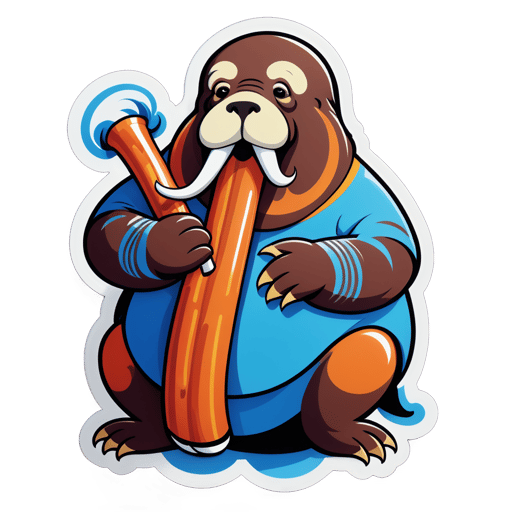 World Music Walrus with Didgeridoo sticker