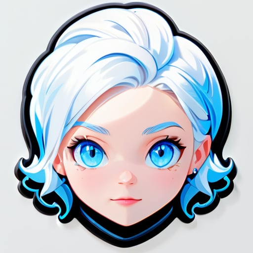 흰 머리, 파란 눈, 1여자 sticker