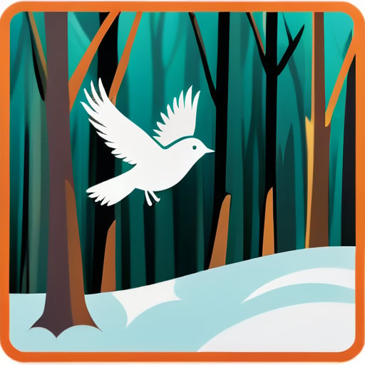 Une #oiseau vole dans la forêt sticker