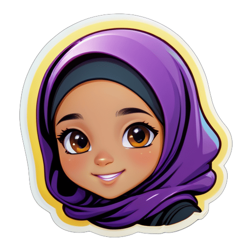 Petite fille étudiante portant un hijab sticker