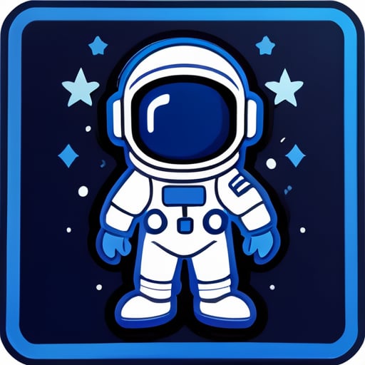 Astronautenavatar im Nintendo-Stil, ein Strich, tiefblau sticker