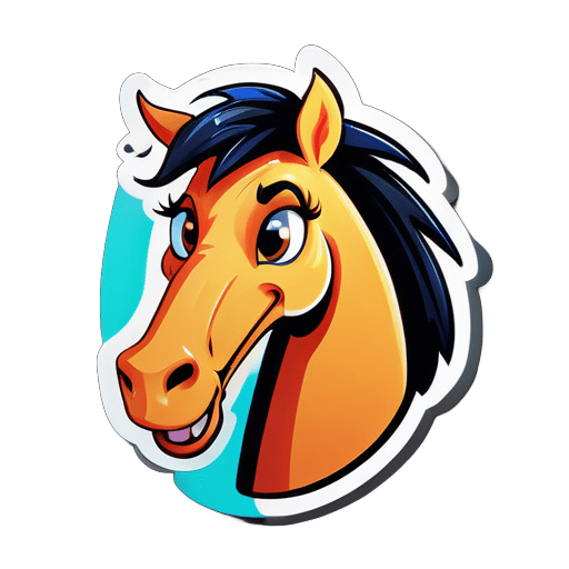 Esta é uma ilustração de um retrato de desenho animado engraçado de um esboço de berçário desenhado de um alto e magro cavalo engraçado como criatura sticker