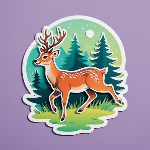 Frolicking Deer sticker
