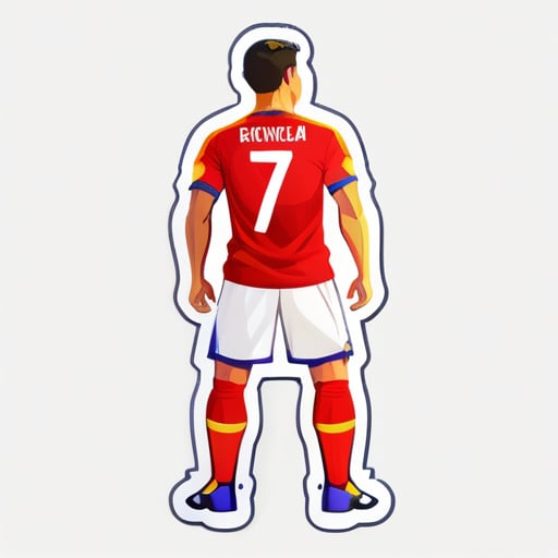 크리스티아누 호날두가 중국 국가 남자 축구팀의 7번 저지 스티커와 함께 sticker