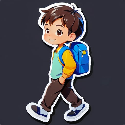 A boy walking to school sticker