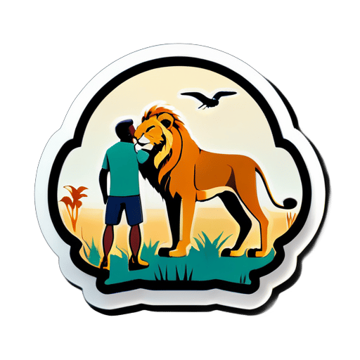 父親のガゼルとライオンへの愛を表現した写真を撮ってください。 sticker