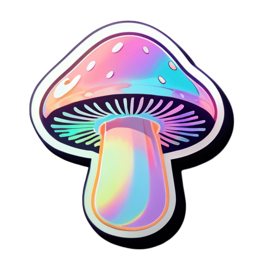 Mushroom, pastel, contour, holographic, sticker