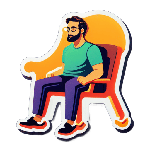 notion like, illustration, a man sit on a chair and lean to his left
 sticker