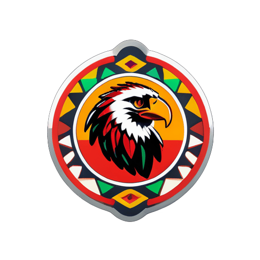 Erstellen Sie ein Studio-Logo I.L.O mit einem roten Adler und afrikanischen Drucken sticker