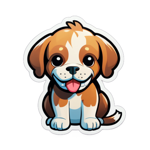 A dog holding a bone sticker