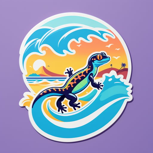Surf Salamander with Beach Backdrop sticker
