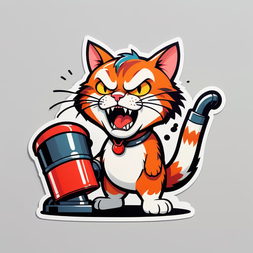 Angry Cat Hissing at a Vacuum sticker