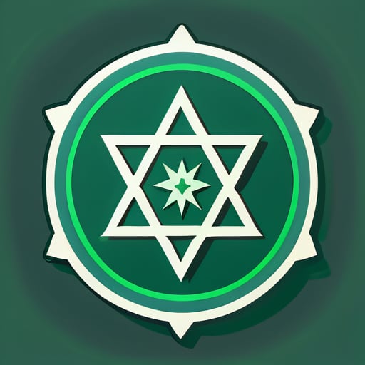magic seal, unicursal hexagram, spell, sacred, secret, green, sticker
