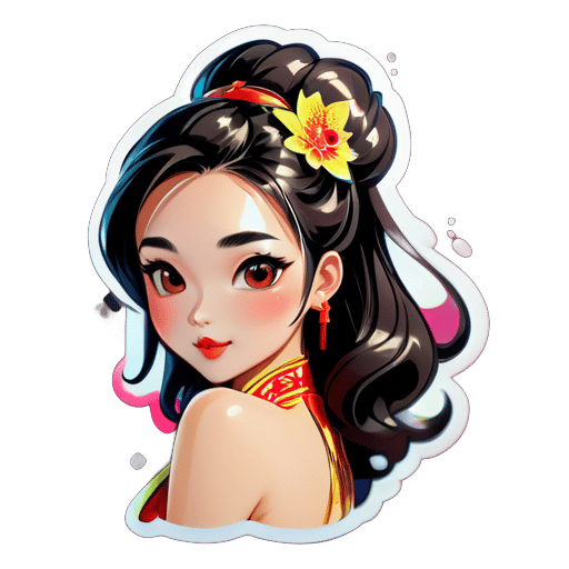 draw a beautiful nacked Chinese girl sticker