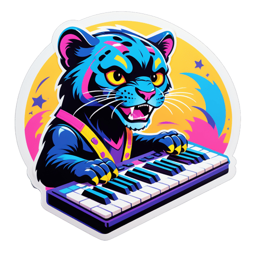 带键盘的力量流行豹 sticker