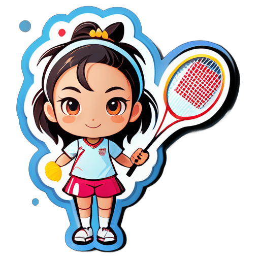a cute girl with badminton sticker