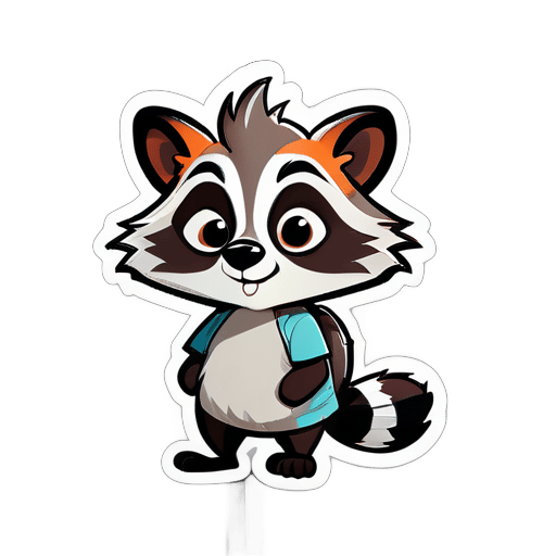 This Is An Illustration Of Cartoon Portrait Funny Nursery Schetch  Drawn Tall Thin Funny racoon Like Creature sticker