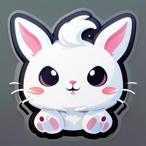 A white bunny like creature with cute eyes  sticker