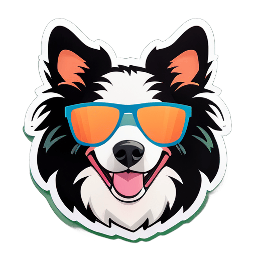 Border collie wearing sunglasses sticker