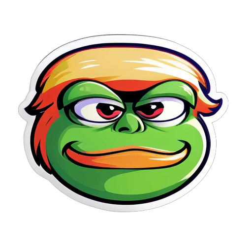 donald trump that has the face of pepe the meme frog mascot sticker