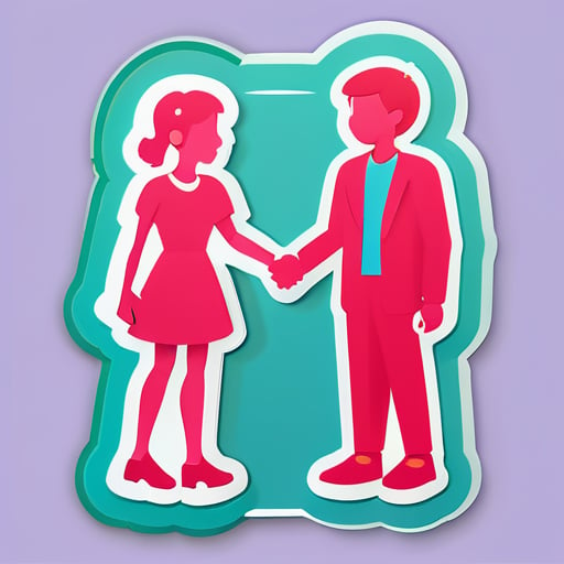two person shaking hand sticker