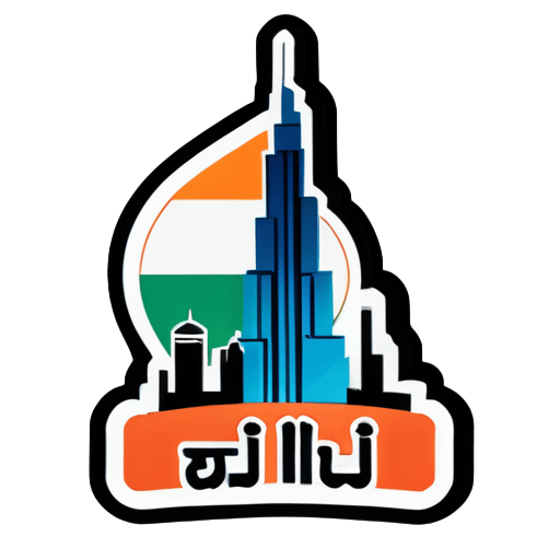 Quiero el Burj Khalifa con la bandera de la India sticker