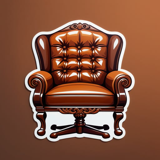 Chaise en cuir marron assise dans un bureau sticker