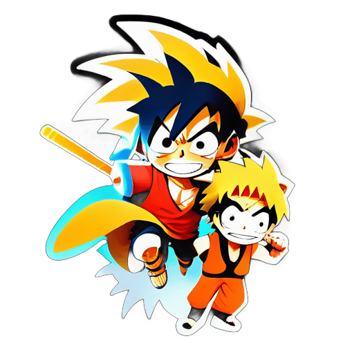 sự kết hợp giữa Goku, Luffy và Naruto trong một nhân vật sticker