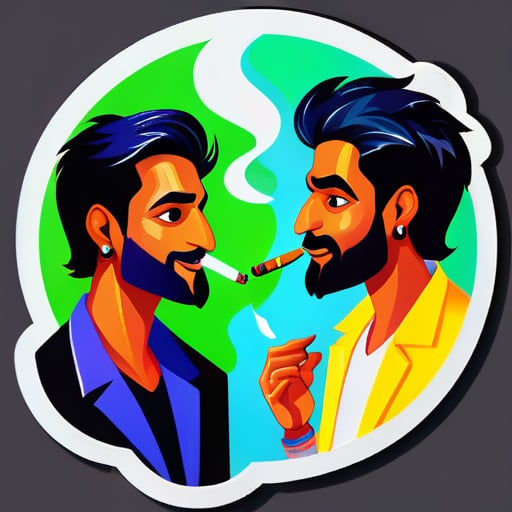 Sahil atri y mayur patil fumando sticker