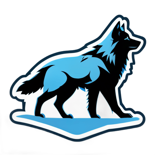 Una majestuosa silueta de lobo gris, con toques de acentos azul hielo. El texto 'ArcticHowl Gaming' es audaz y moderno, reflejando la fuerza del lobo. sticker