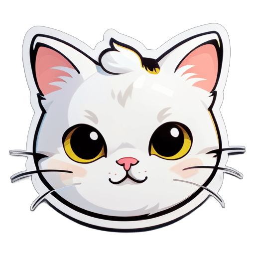 Eine weiße, kühle und hübsche Katze, unten steht ihr Name: Maomao sticker