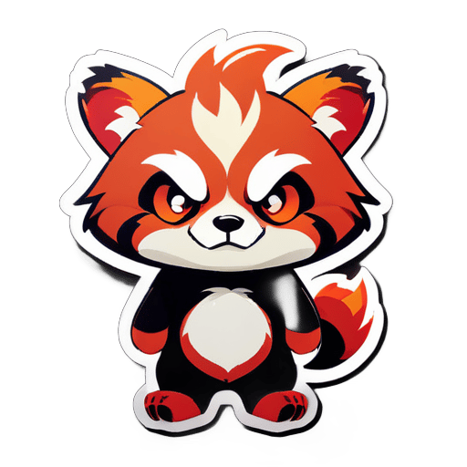 cute red panda with angry face . add some fire on eyes sticker