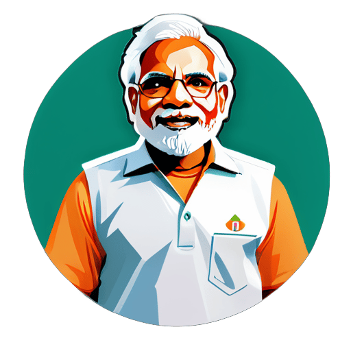 narendra modi como jogador de críquete indiano sticker
