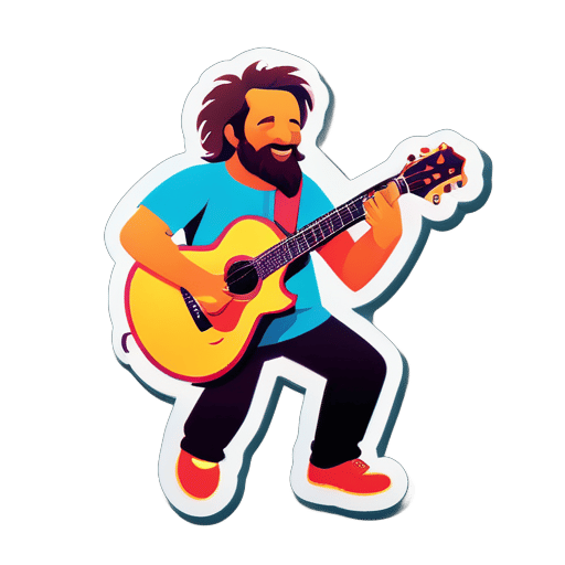 God playing guitar
 sticker
