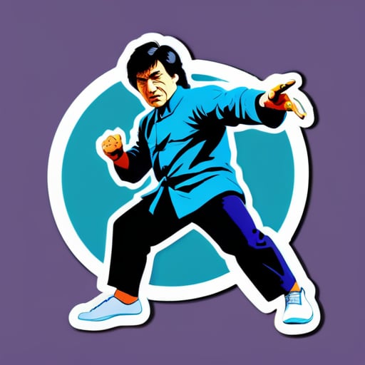 El superastro de las artes marciales Jackie Chan está golpeando a los malos sticker