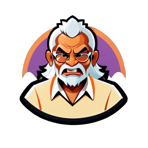 generate a sticker for an angry indian middle aged programmer sticker