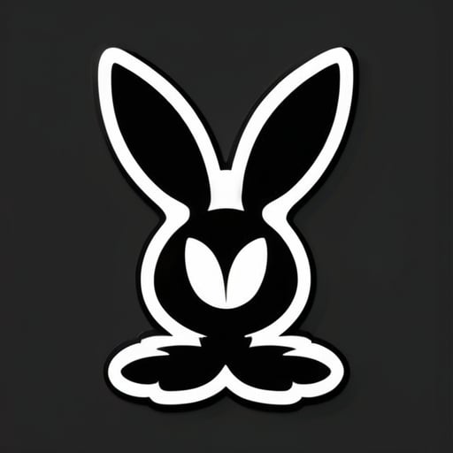 hình con thỏ playboy không viền màu trắng trong decal tanning màu đen đậm sticker