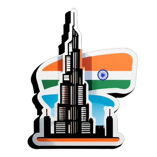 我想要迪拜哈利法塔与印度国旗 sticker