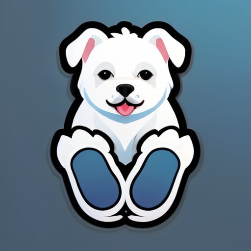 logo white dog with slippers  sticker