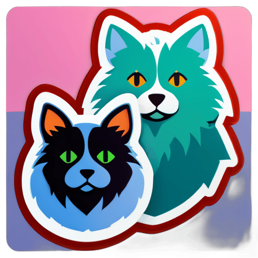 a dog and cat sticker