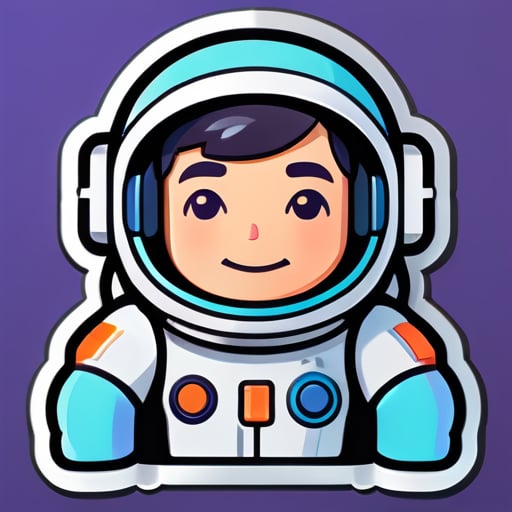 Image d'astronaute dans le style Nintendo, dessinée d'un seul trait sticker