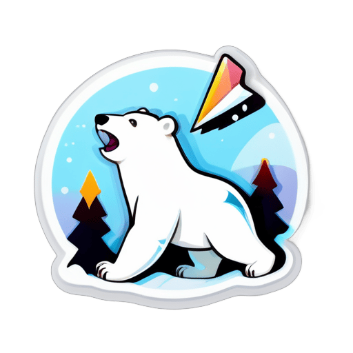 /imagine prompt:polar bear playing with a paper plane, Sticker, Content, Cool Colors, light art style, Contour, Vector, White Background, Detailed
 sticker