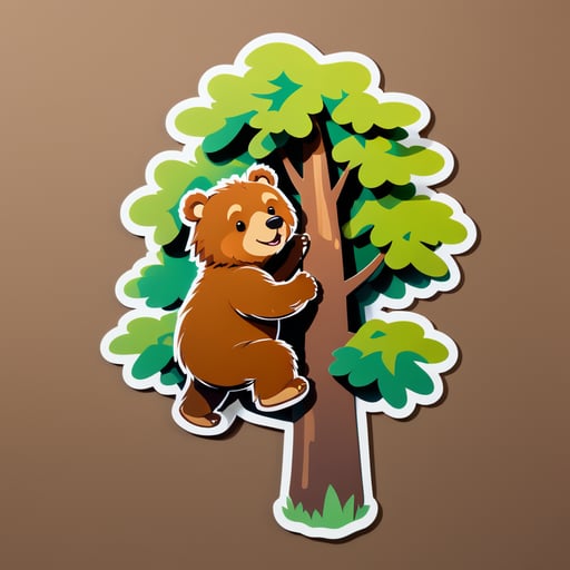 Brown Bear Climbing a Tree sticker