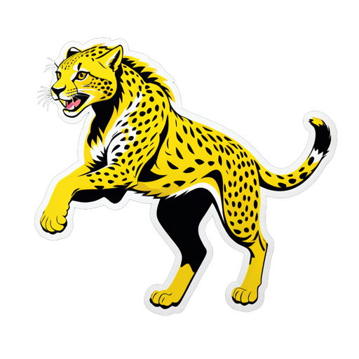 Leopardo amarillo corriendo por la sabana sticker